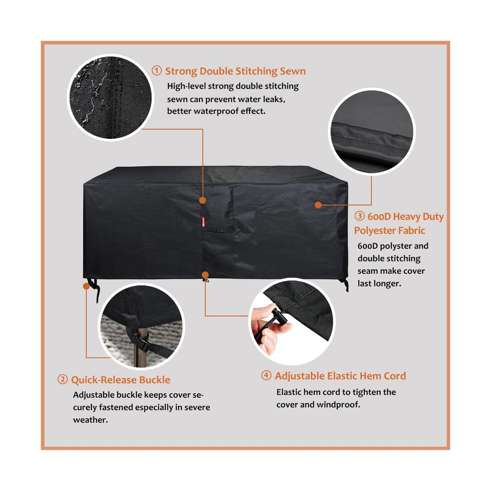 SheeChung Rectangular Fire Pit Cover,Fits 54-58 Inch-Outdoor Waterproof Anti-...