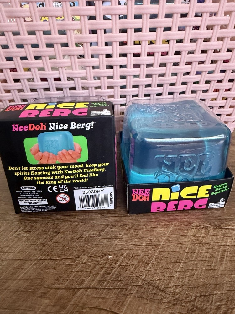 Schylling Nee Doh Nice Berg **AUTHENTIC** Super Solid Squish Blue Squeeze Toy