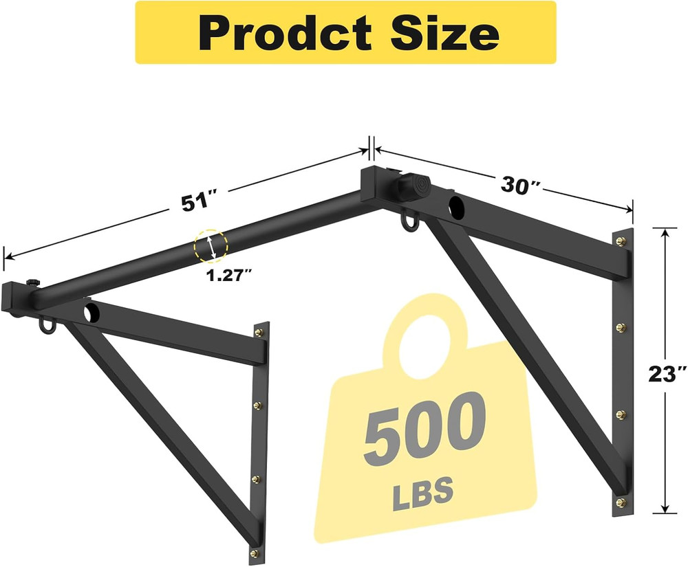 Pull up Bar Wall Mounted, Adjustable Depth 51" Chin up Bar, Strength Training Pu