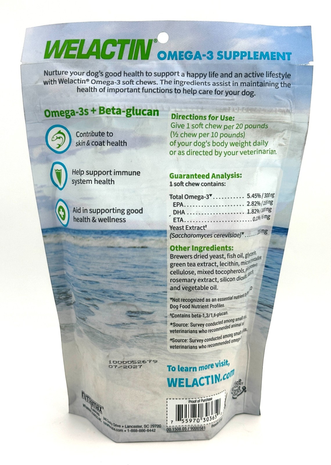 (Lot of 2) Nutramax Welactin Omega 3 Fish Oil Soft Chews For Dogs 60 Ct