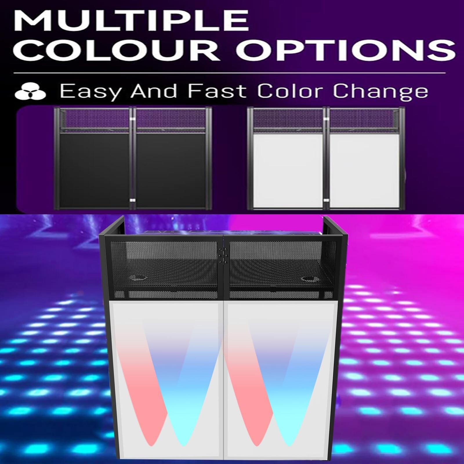 Portable DJ Facade Booth 42" Lx46" Hx21" W DJ Table Stand Booth DJ Table Station