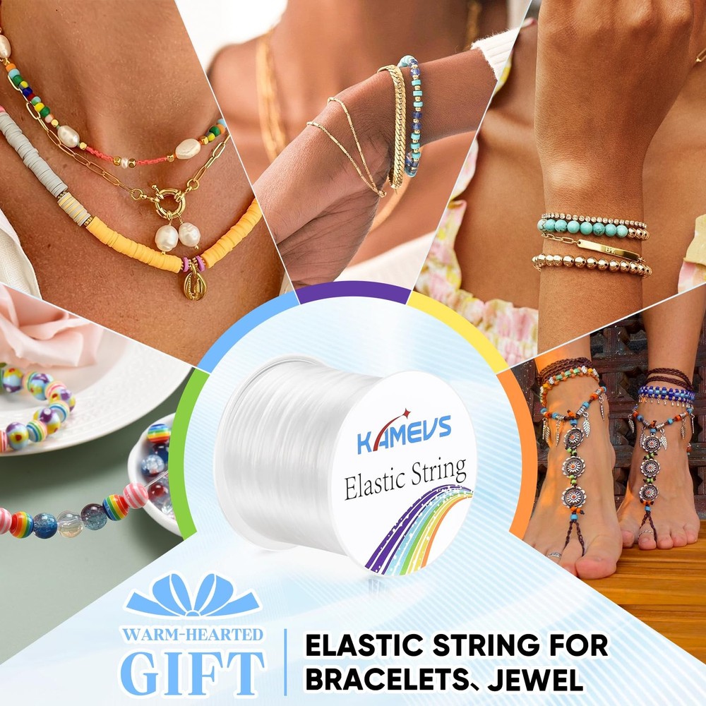 KAMEVS White Elastic String, Flat Width 1mm, String for