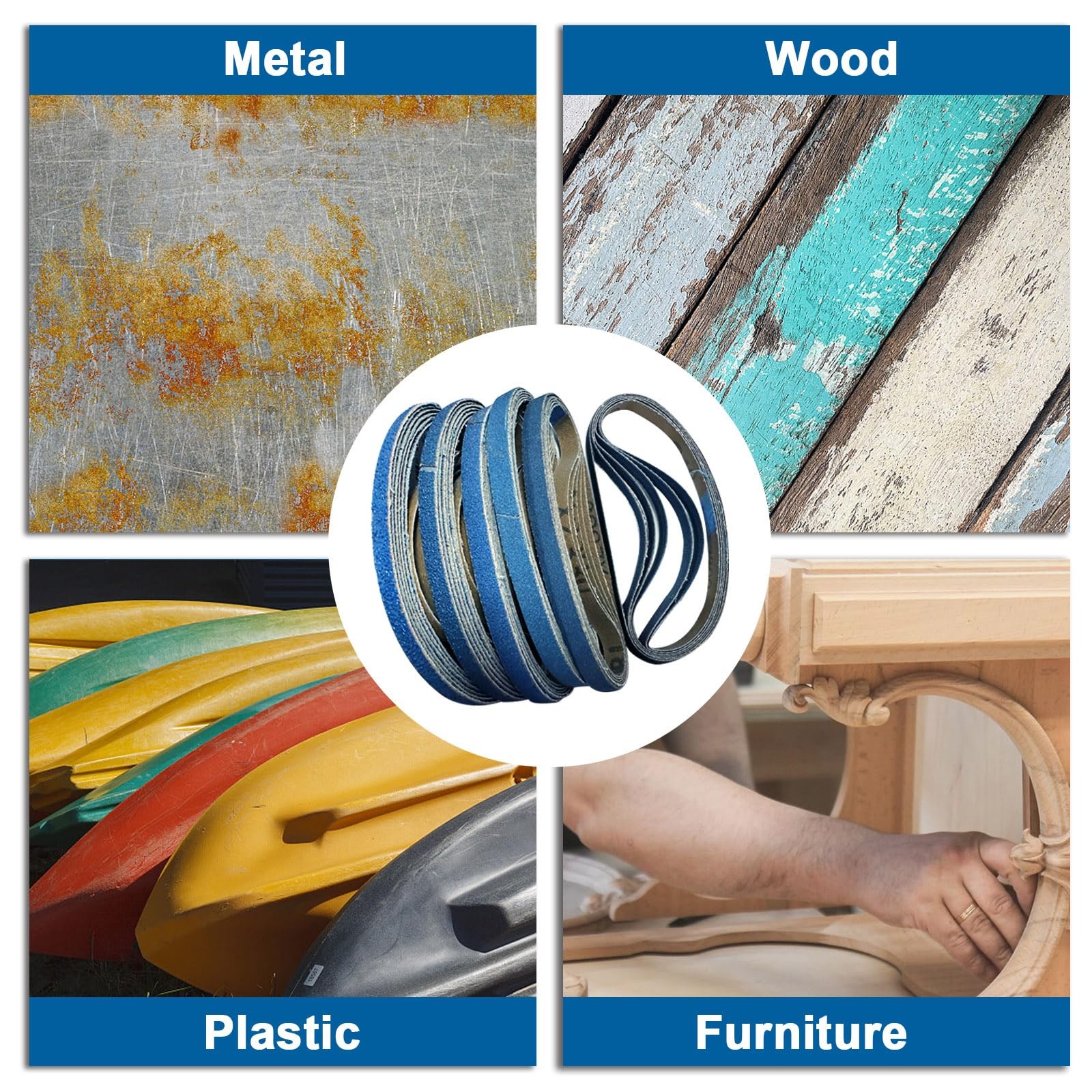 3/8 x 13 Inch Zirconia Sanding Belts, 42 Pcs 7 Each of 40/60/80/120/180/240 A...