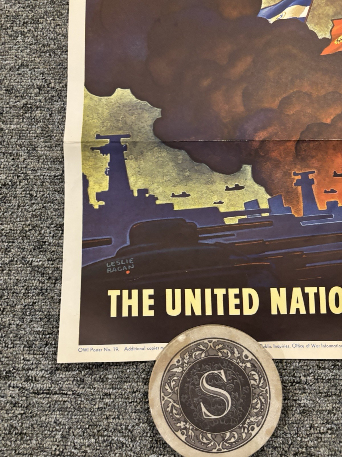 Original WWII Poster United The United Nations Fight For Freedom 20x28”