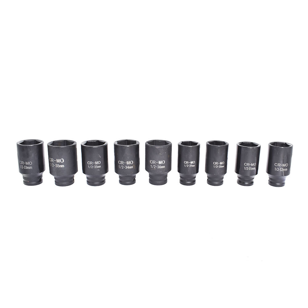 Labwork 9Pc 29-38mm Deep Impact Socket Set 1/2" Drive Metric Axle Hub Nut Socket