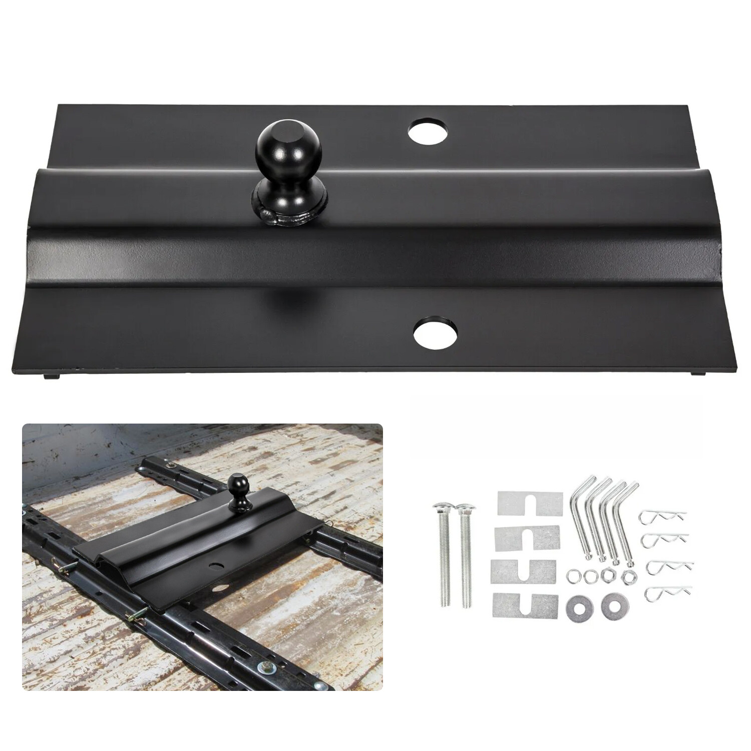 Universal 5th Wheel Rail Gooseneck Hitch Bent Plate 2-5/16" Ball 25000lbs #31368