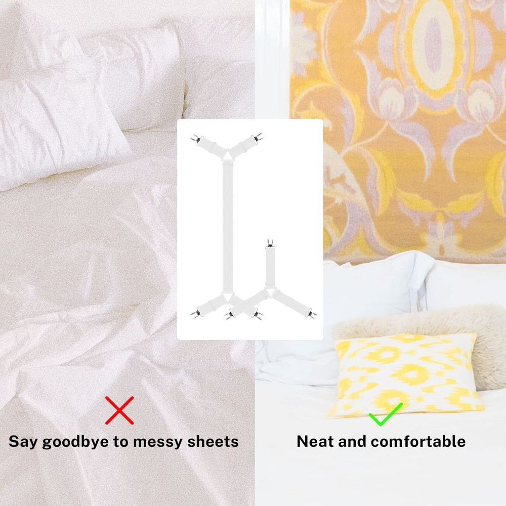6Pc Bed Sheet Straps Fitted Bed Sheet Fastener Clips Crisscross Bed Sheet Holder