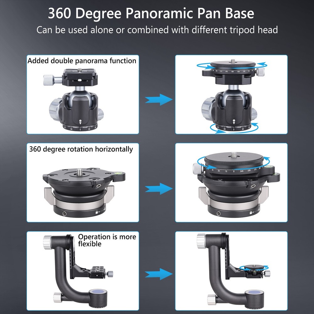 CNC Leveling Base Quick Horizontal Adjust Head Panoramic Panning Base Arca Plate