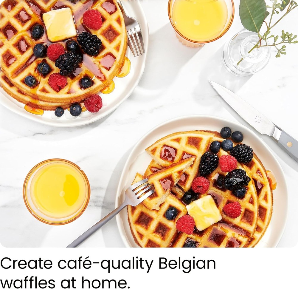 Mess-Free Waffles: 180° Rotating Non-Stick Waffle Iron with Adjustable Timer