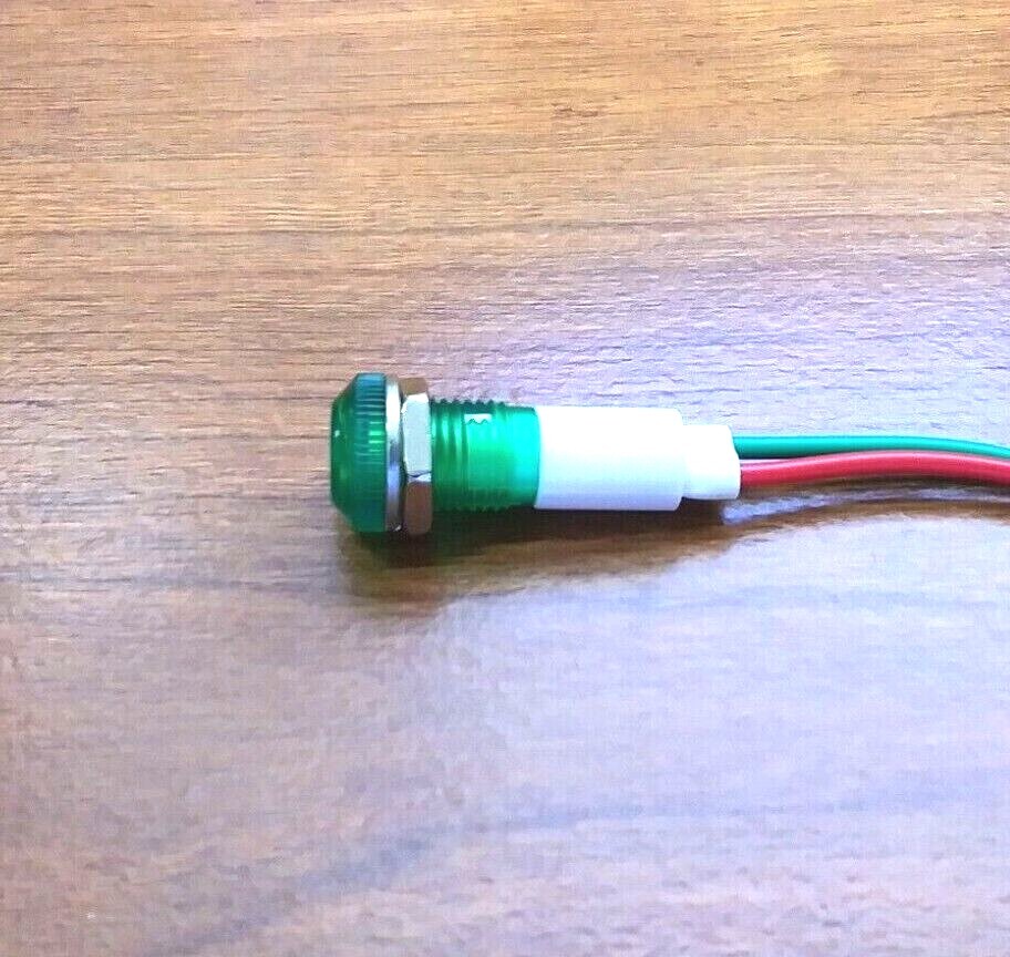 BBT 12 volt DC Waterproof Low-Profile Green LED Indicator Light