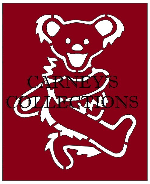 5"x6" Red or Clear Plastic Stencil, Grateful Dead Dancing Bear 4 (SA1367)