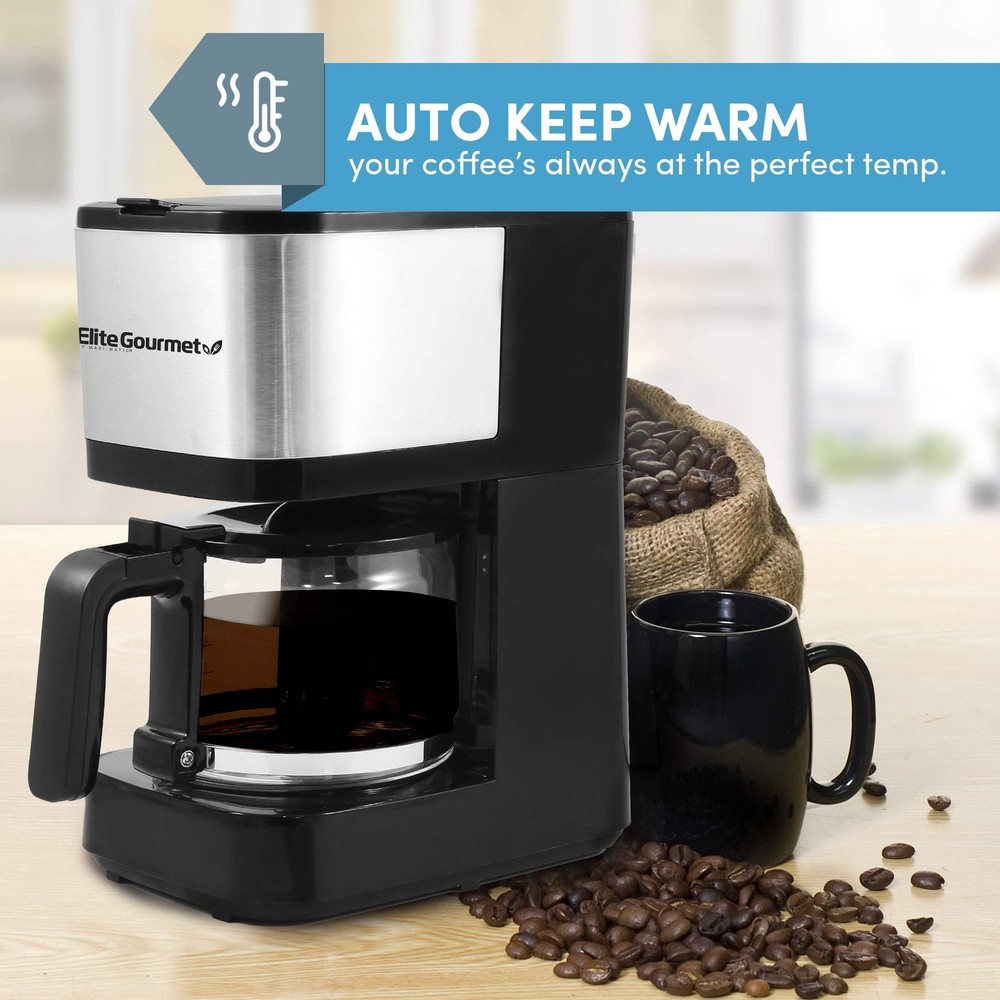 EHC9420 Automatic 5-Cup Brew & Drip Coffee Maker with Pause N Serve Reusable ...