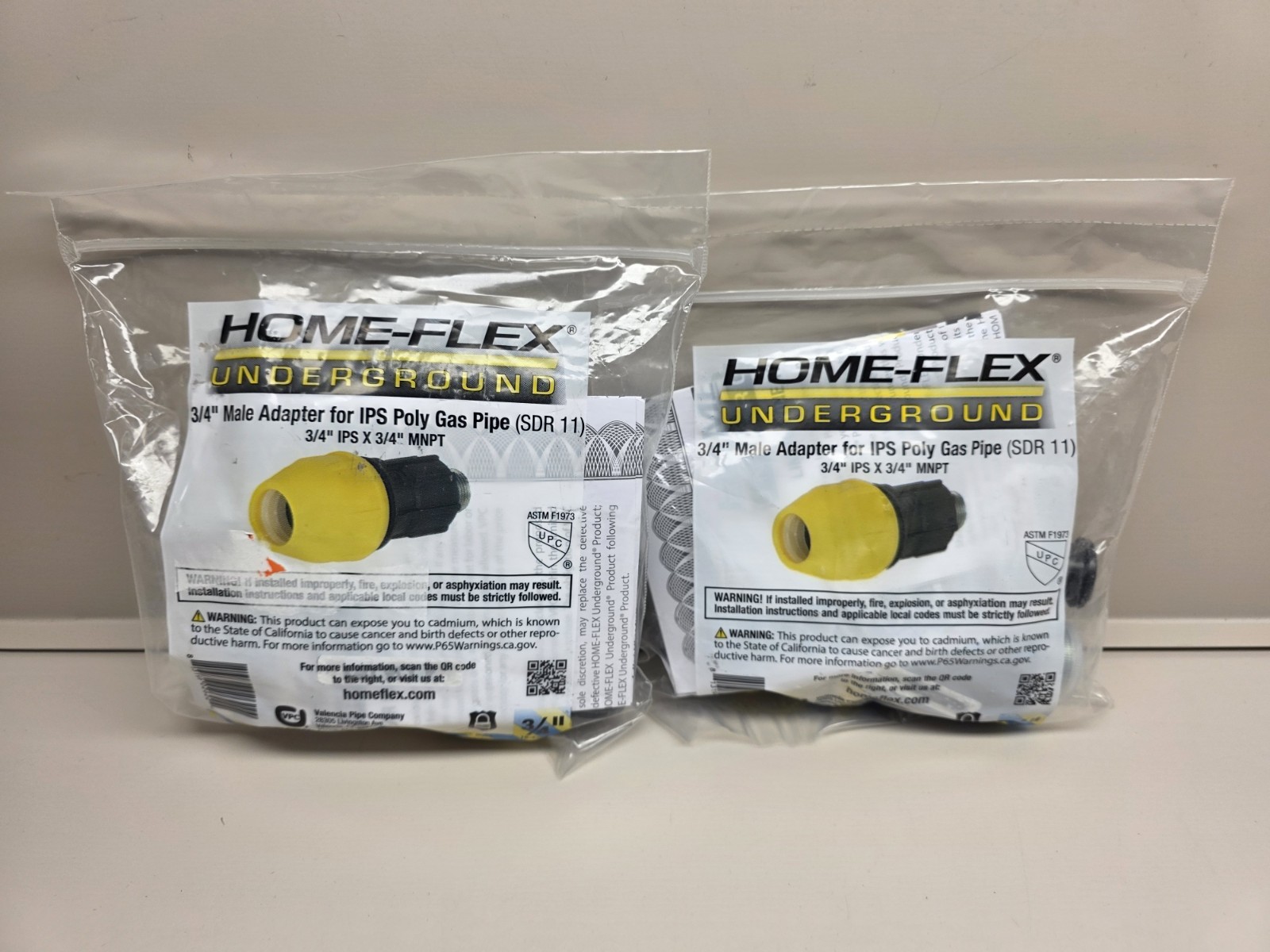 (1) NEW Home-Flex 3/4" Underground Yellow Poly Gas Pipe Conversion Fitting