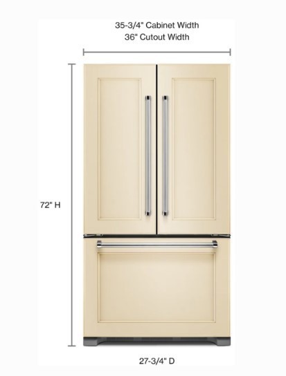 KitchenAid 36" Counter Depth 22 cu. ft. Panel-Ready Refrigerator - KRFC302EPA