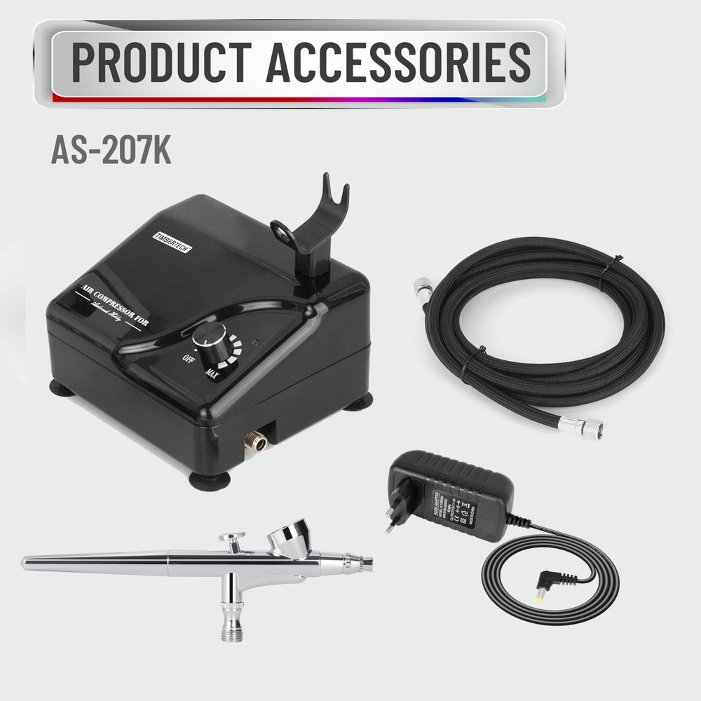 Timbertech Professional Airbrush Kit with Multi-Functional Compressor AS-207K...