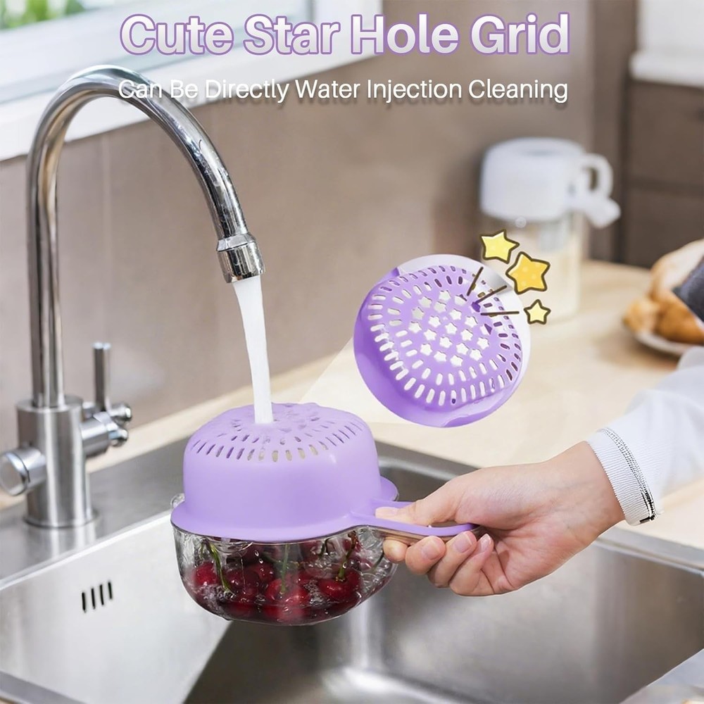 Kitchen Dual-Layer Draining Basket W/ Handle Small Fruit Spinner And Strainer