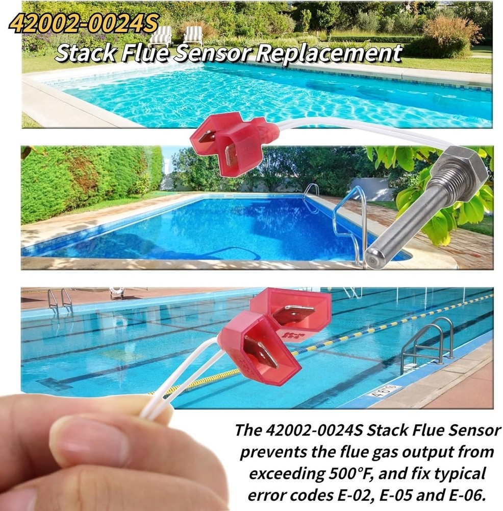 Pool Heater Repair Kit Includes Stack Flue Sensor, Thermistor & Switch for Pe...
