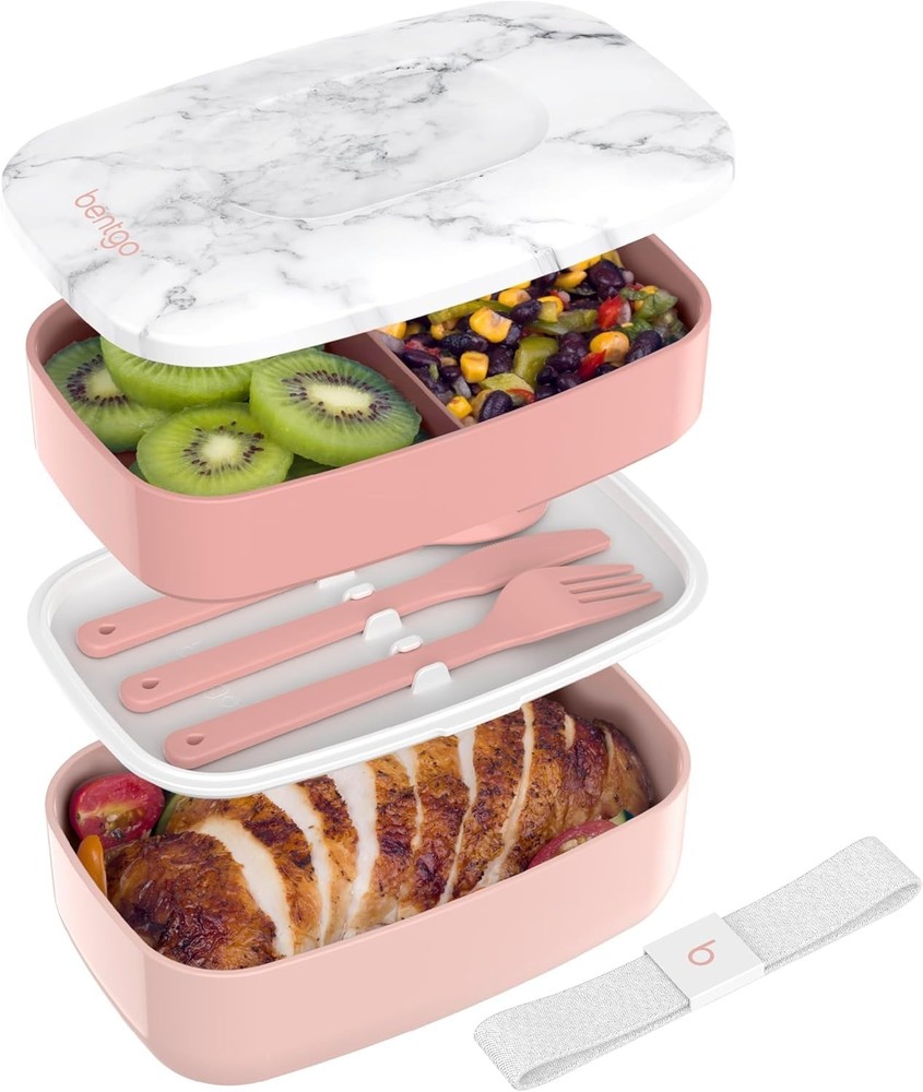 Portable Stackable Bento Lunch Box with Utensils - Ideal for Work & School
