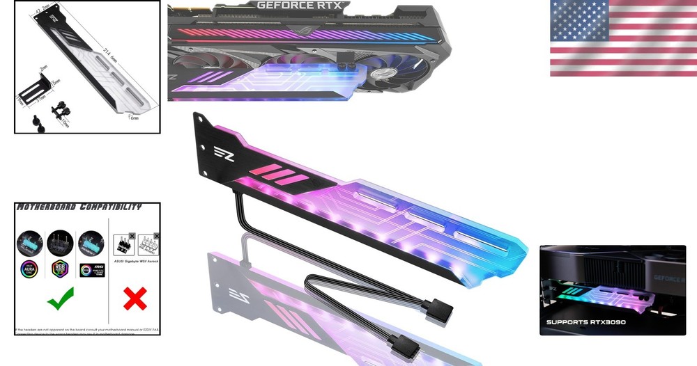 RGB GPU Holder - Wall-Mount Bracket for Adjustable Graphics Card Support