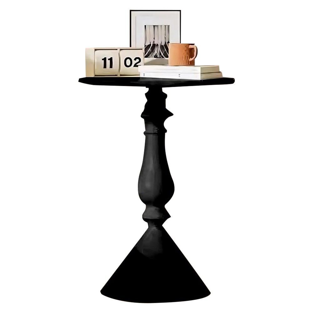 Metal Small End Table Vintage Matte Black Round Side Table Nightstand Bedside