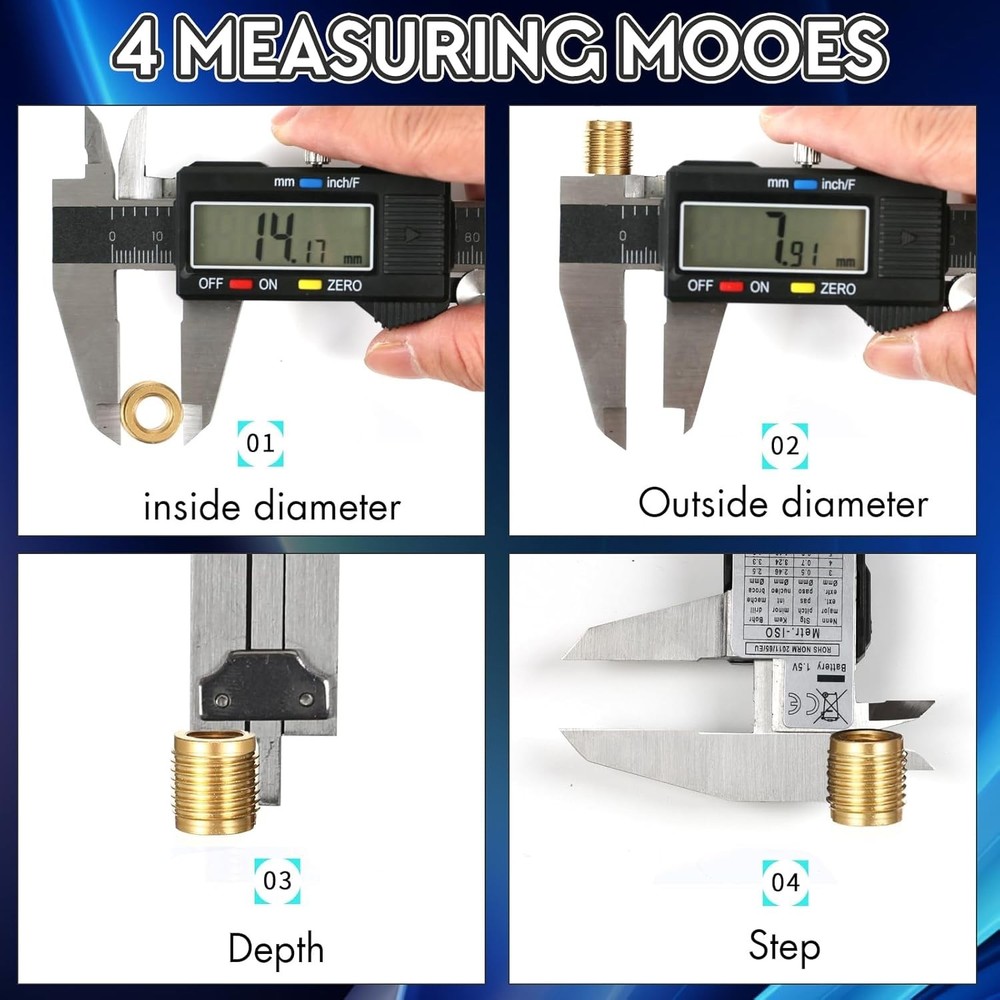 Versatile 6inch Digital Caliper with Large LCD, Easy Inch/MM Switching Options