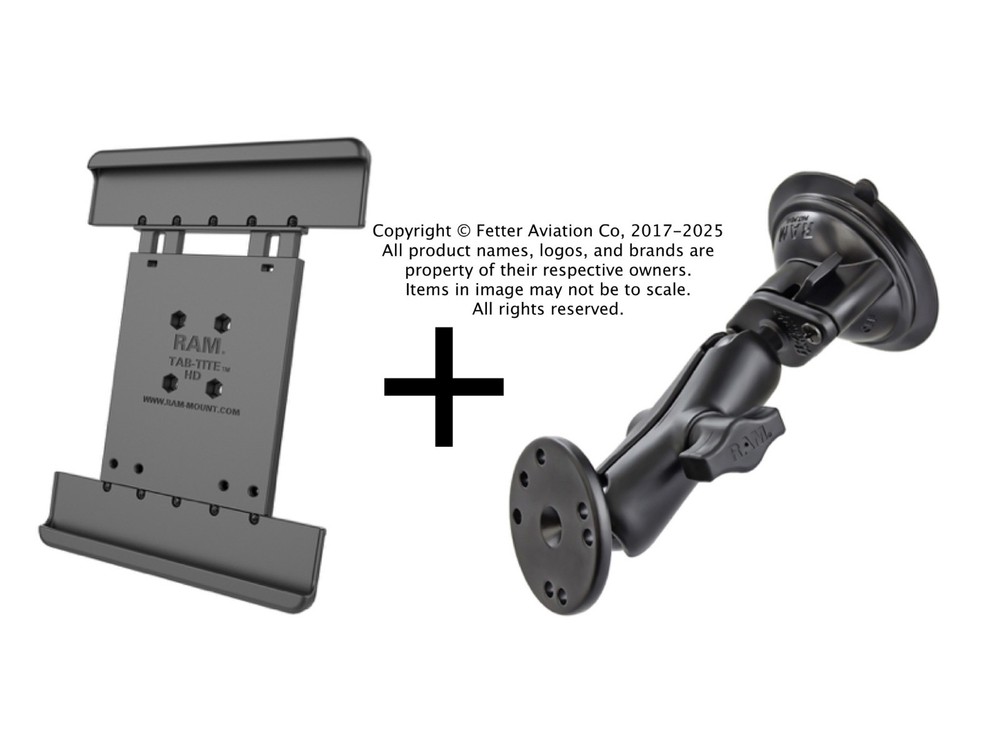 RAM Suction Cup Mount for iPad  7th, 8th, 9th, 10th Generation, Use Without Case