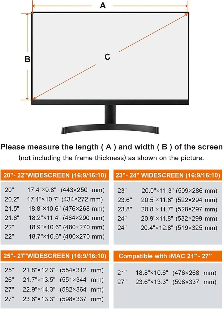 20-22 inch Computer Blue Light Blocking Screen Protector Anti-UV Eye Protecti...