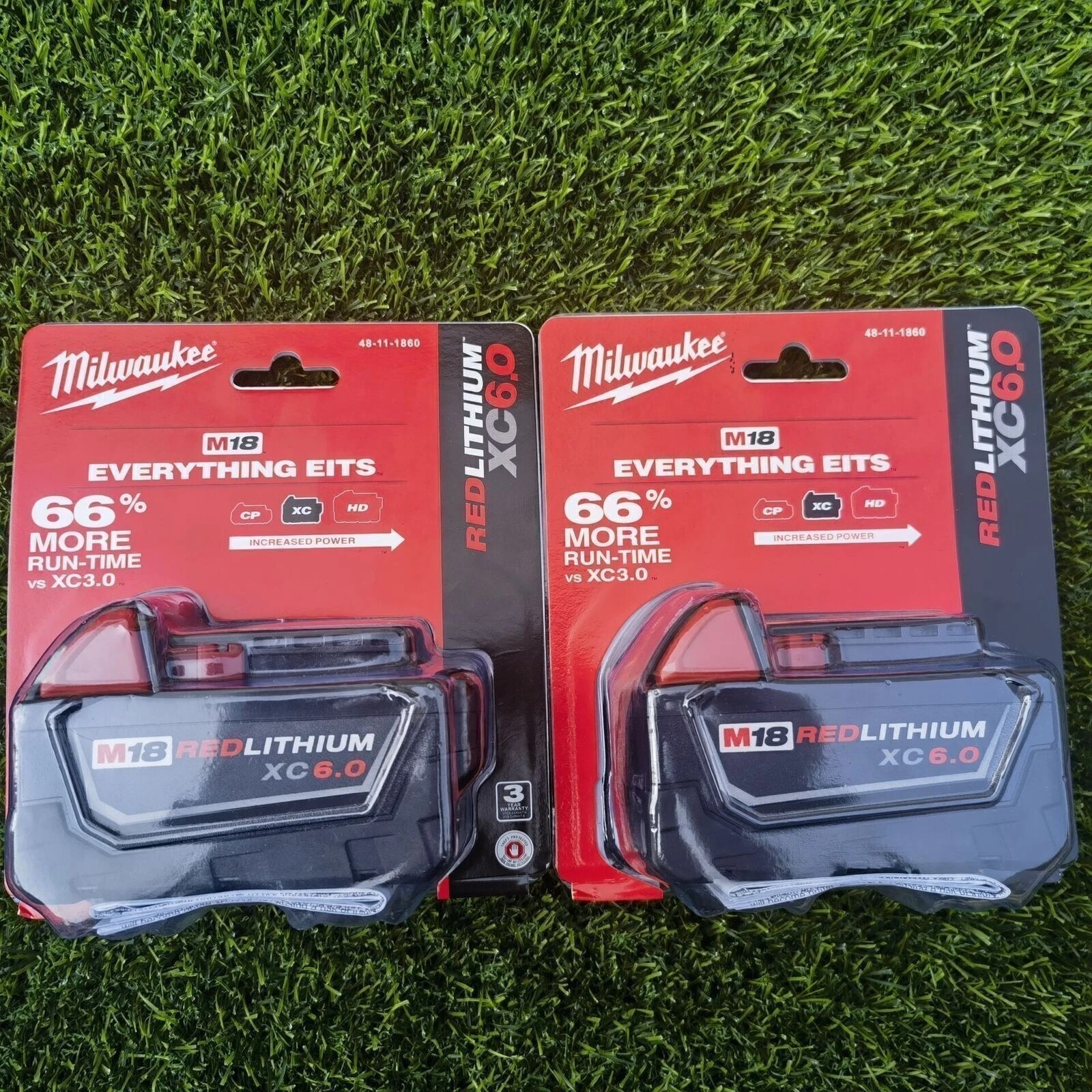 2 PCS 18V Milwaukee 48-11-1860 6.0 AH Batteries M18 XC18 48-11-1860 New In Pack