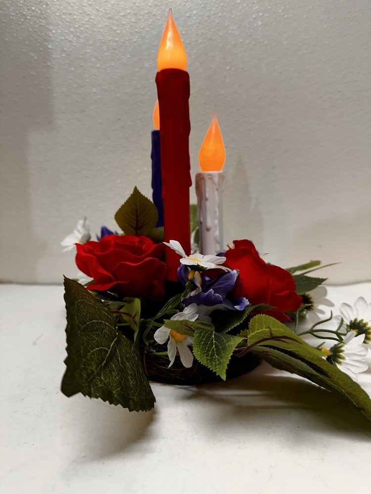 Decor Red, White, Blue Flickering Candles T6