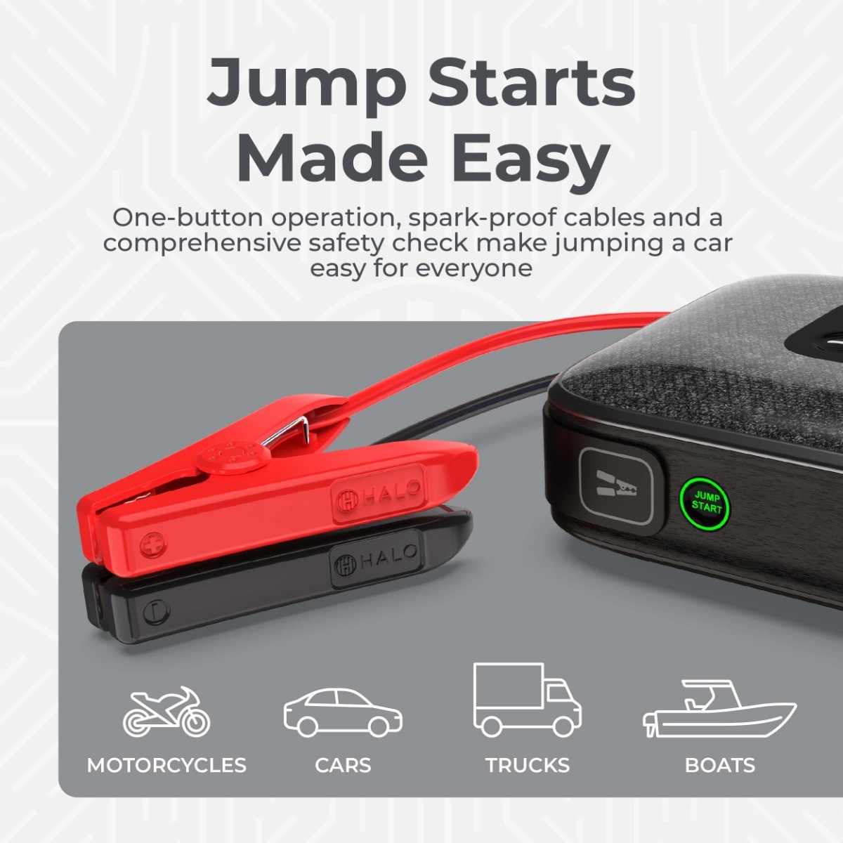 HALO Bolt Ultimate 4.0 Jump Starter Air Compressor USB Power Bank LED Black