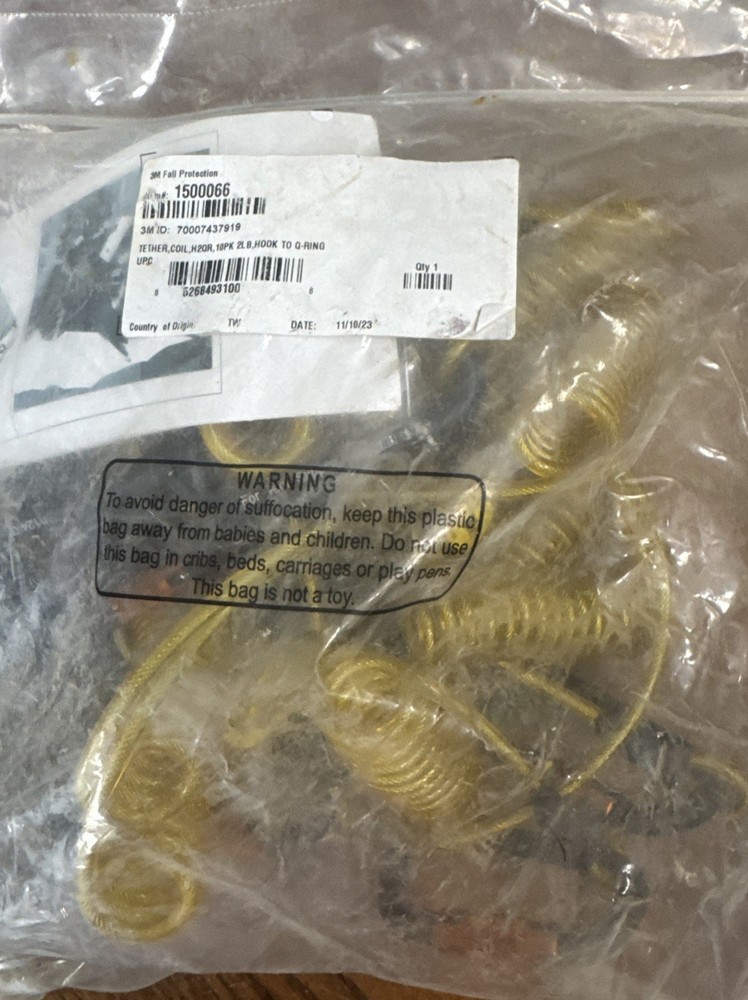 3M Dbi-Sala 1500066 Hook2quick Ring Coil Tool Tether With Tail, 10 Ea/Pack