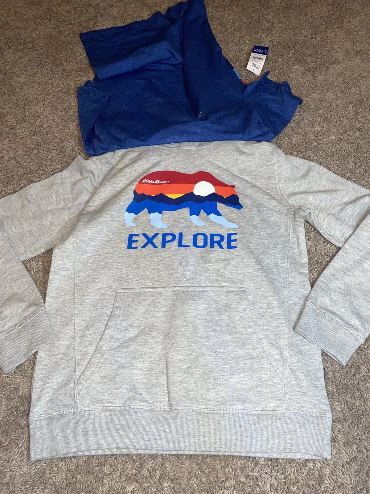 Eddie Bauer Boys Youth Hoodie and Tee Shirt 2 Piece Set Large