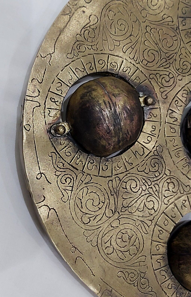 Heavy Ottoman Talismanic Magic Brass Celestial Astrolabe with Talisman Inscripti