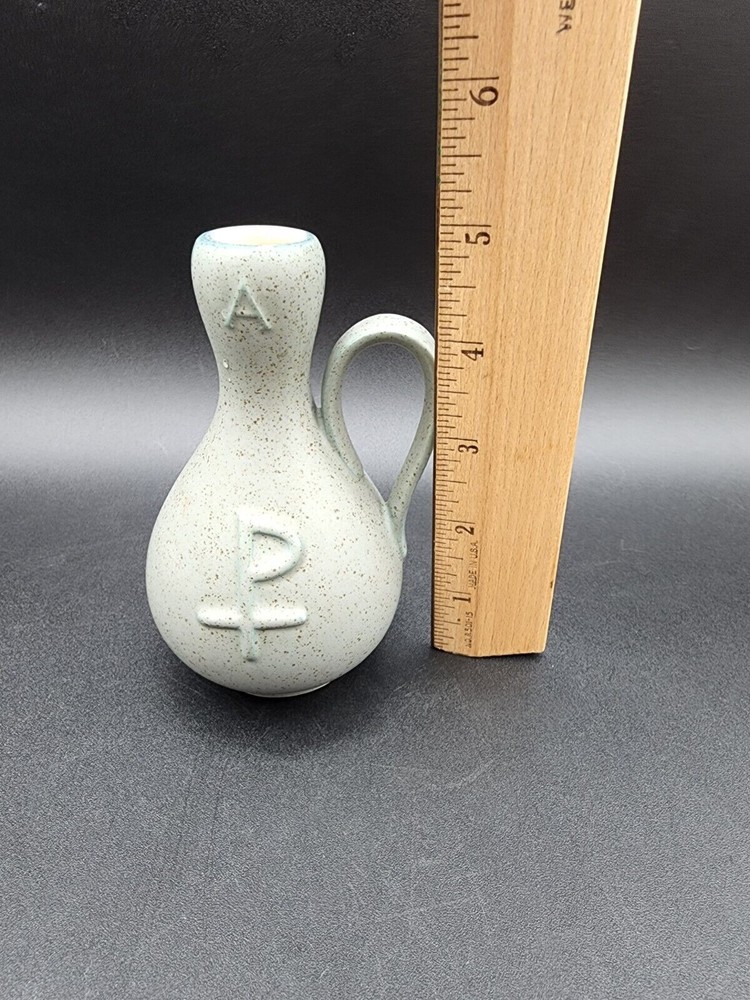 Small Religious bud vase With Handle