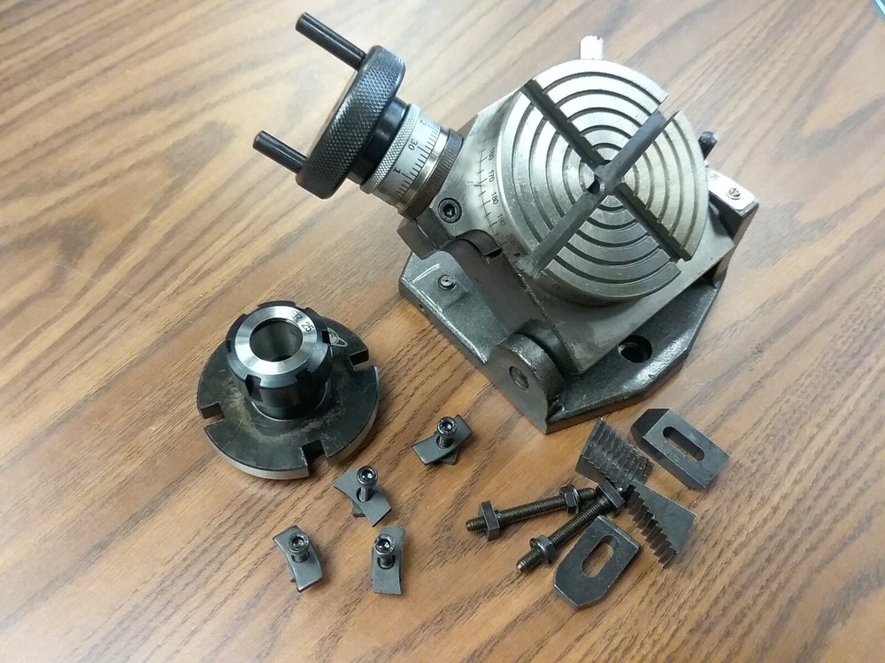 4" PRECISION TILTING ROTARY TABLE w. ER25 collet chuck adapter #TTSK-100ER25