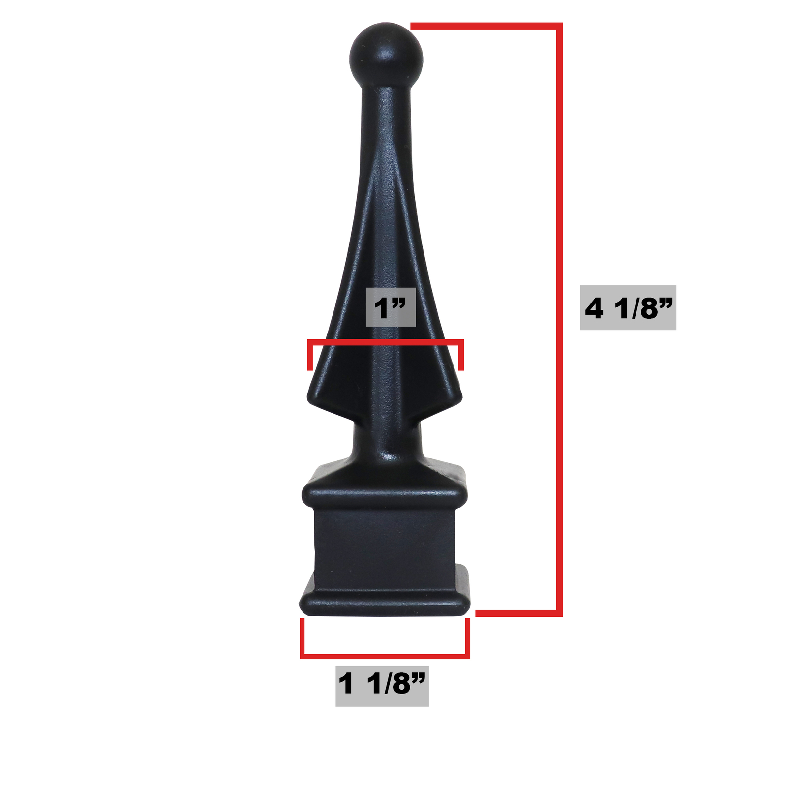 Fence Finials Four-Sided Spire Polypropylene Decorative Fence Toppers - Black
