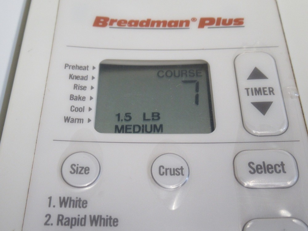 BREADMAN PLUS 1-2 LB. DIG. BREAD MAKER WHITE TR700C, BREAD MACHINE FRUIT & NUT +