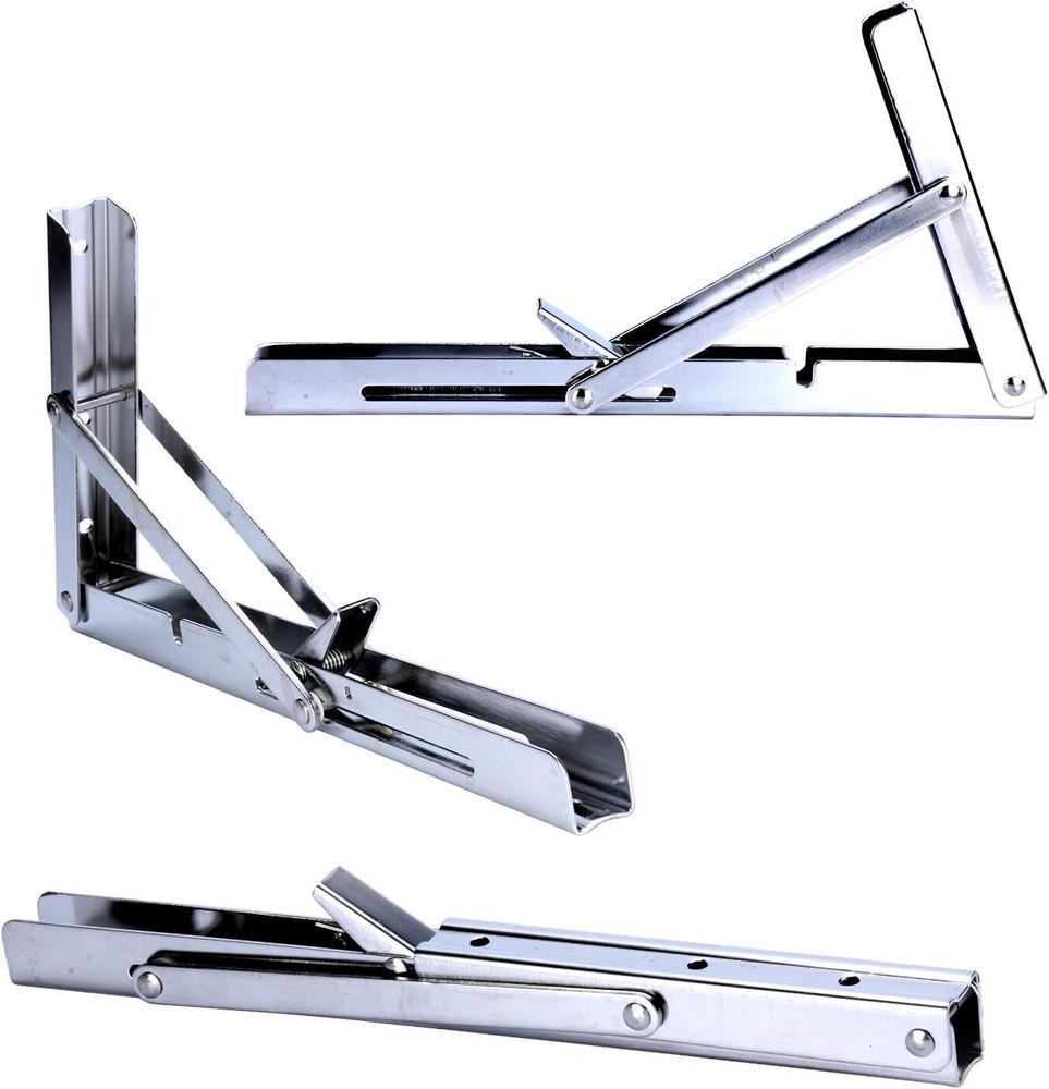 2Pack Heavy Duty Shelf Stainless Bench Table Folding Bracket Support 660lb/300kg