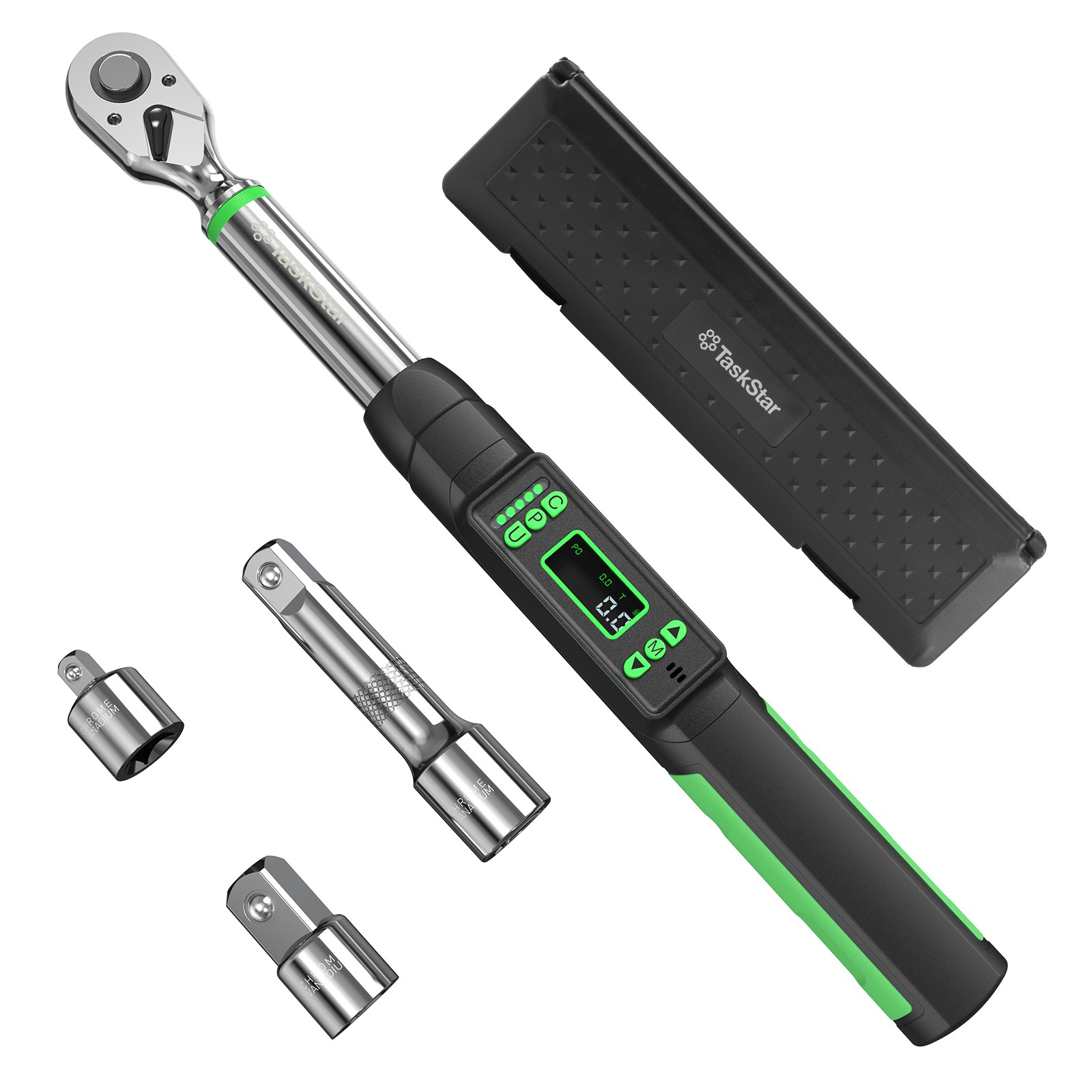 Taskstar 3/8" Digital Torque Wrench 0–220 Nm/0–162 ft-lbs Electric Torque Wrench