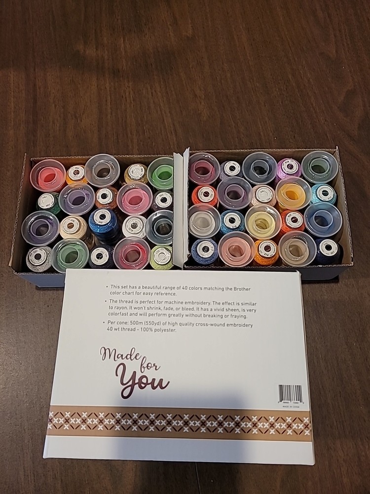 Madam Sew 40 Colors Embroidery Machine Thread Kit 500 Yd Polyester Spools Set