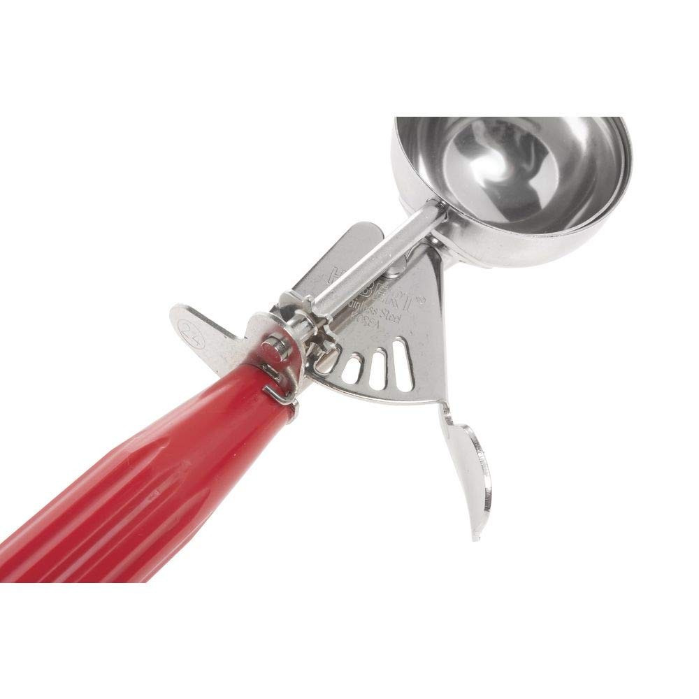 HUBERT® 1 3/4 oz Portion Control Disher with Red Polypropylene Handle - #24