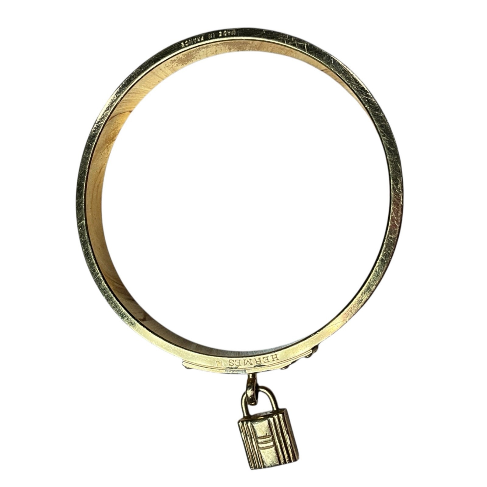 105. Hermes Lizard Kelly Lock Black & Gold Bangle