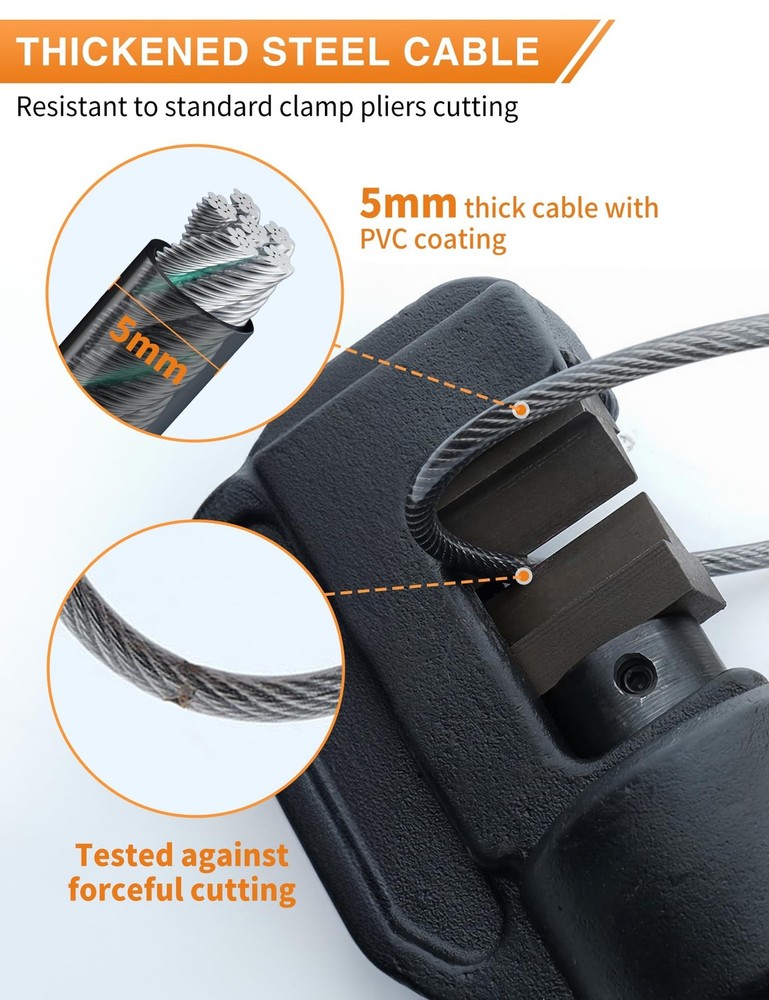 4-Digit Combination Cable Lock with 3 Replaceable Steel Cables for Gate, Bike...