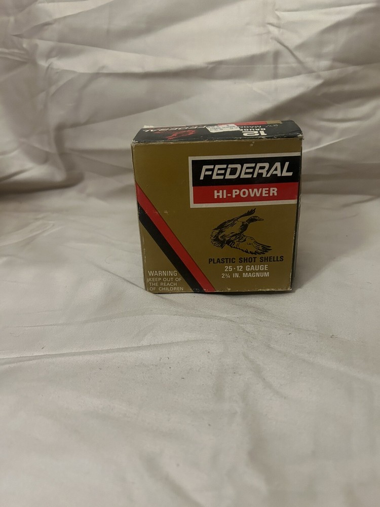 Federal Hi-Power. 12 Ga. 5 Shot, Empty Shotshell Box,