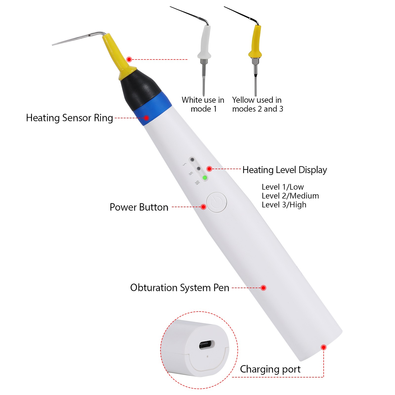 USA Dental Gutta Percha Obturation System Endo Heated Pen Cordless with 2Pc Tips
