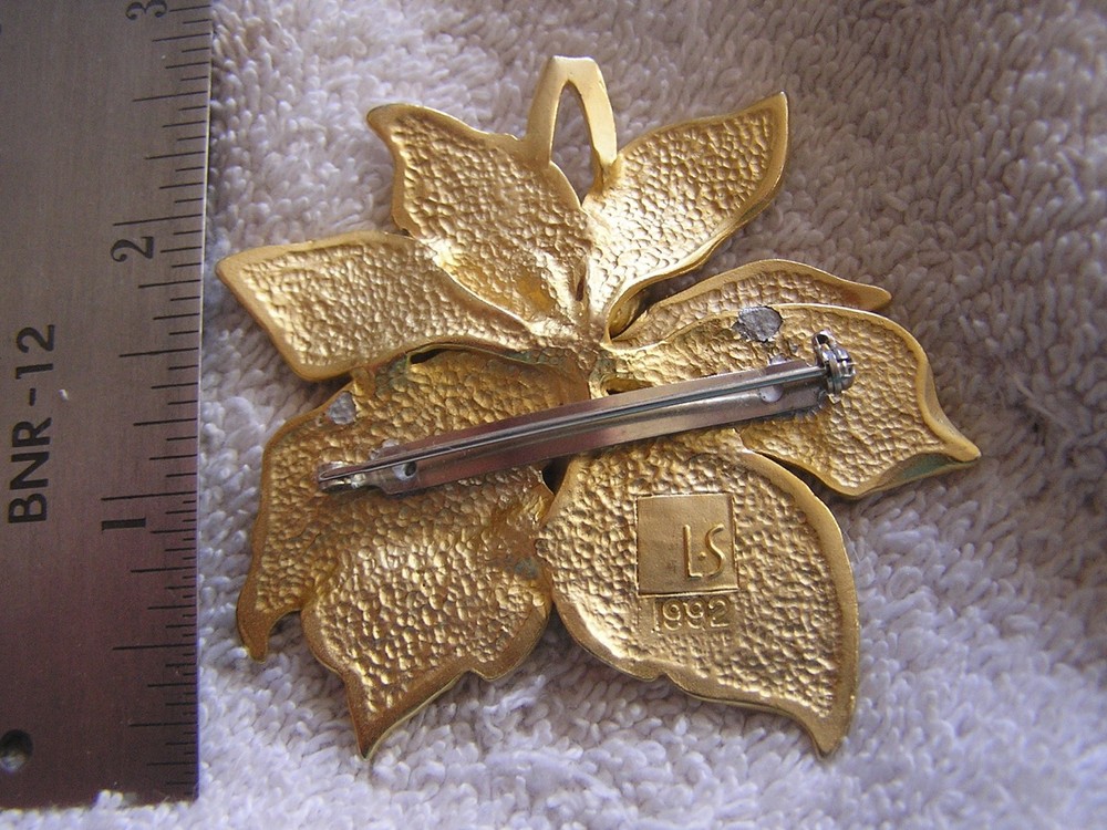 Vintage L.S. Pin 1992 Leaf Flower