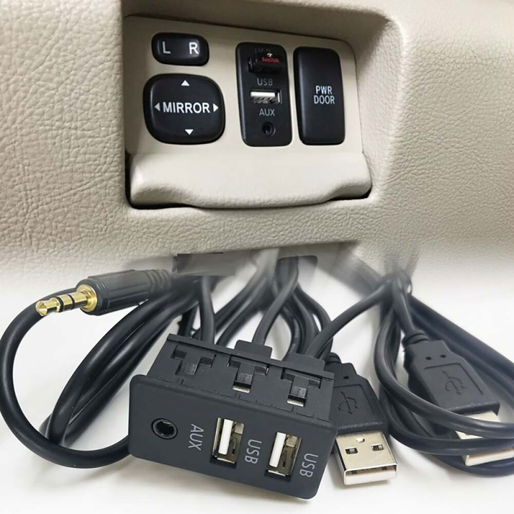 Car Dash Flush Mount AUX USB Port 1.5M Panel Dual USB Extension Cable Adapter ##
