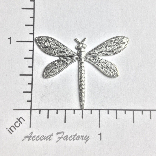 34324 - 2 Pc Victorian Dragonfly Brass Finding Silver Oxidized