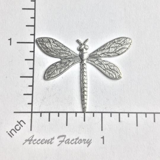 34324 - 2 Pc Victorian Dragonfly Brass Finding Silver Oxidized