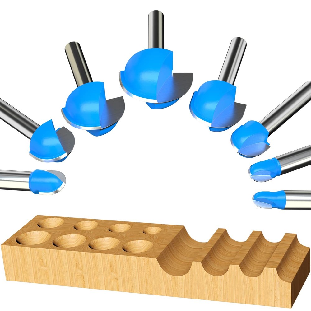 Cove Router Bit Set Solid Carbide Double Flute Core Round Nose Router Bit 1/4...
